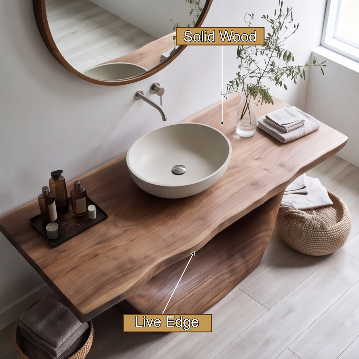 Zerith Sculpted Solid Wood Freestanding Bathroom Vanity - Timberustic Freestanding Bathroom Vanity