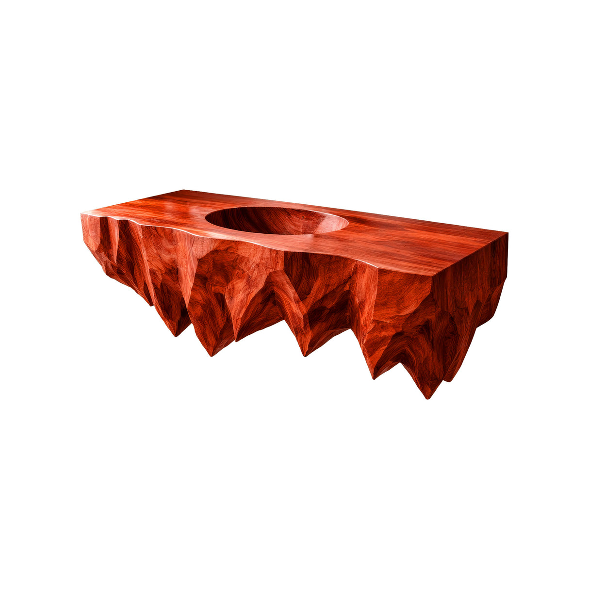 Zerith Sculptural Solid Wood Floating Bathroom Vanity with Integrated Sink Mahogany - Timberustic Floating Bathroom Vanity with Integrated Sink
