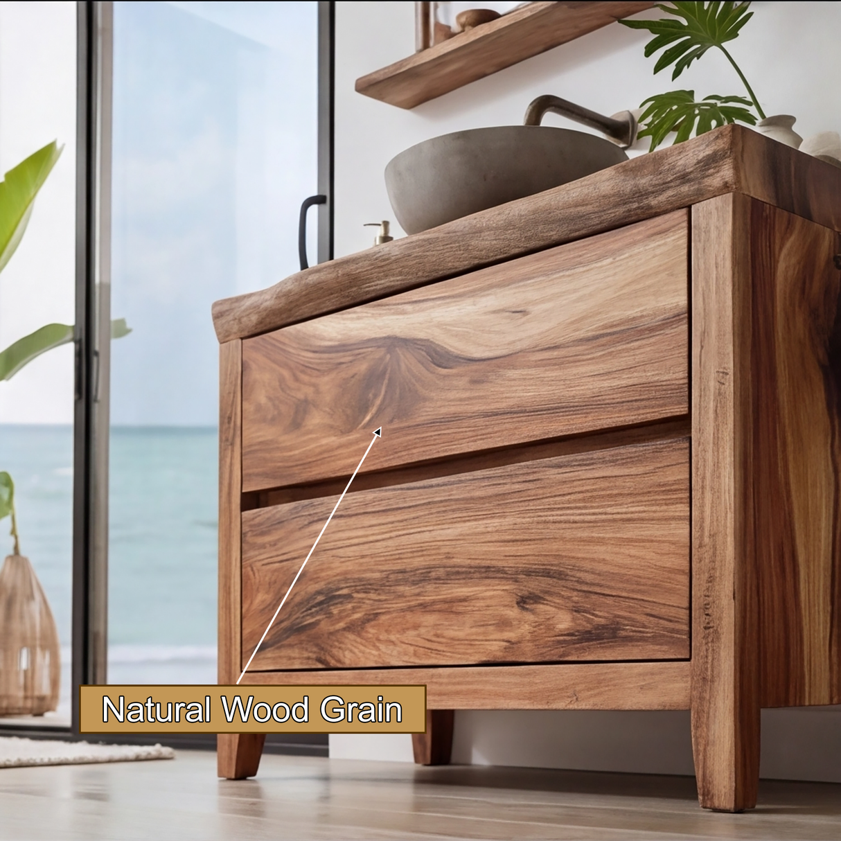 Zerithon Flow Solid Wood Freestanding Bathroom Vanity with Drawers - Timberustic Freestanding Bathroom Vanity with Drawers