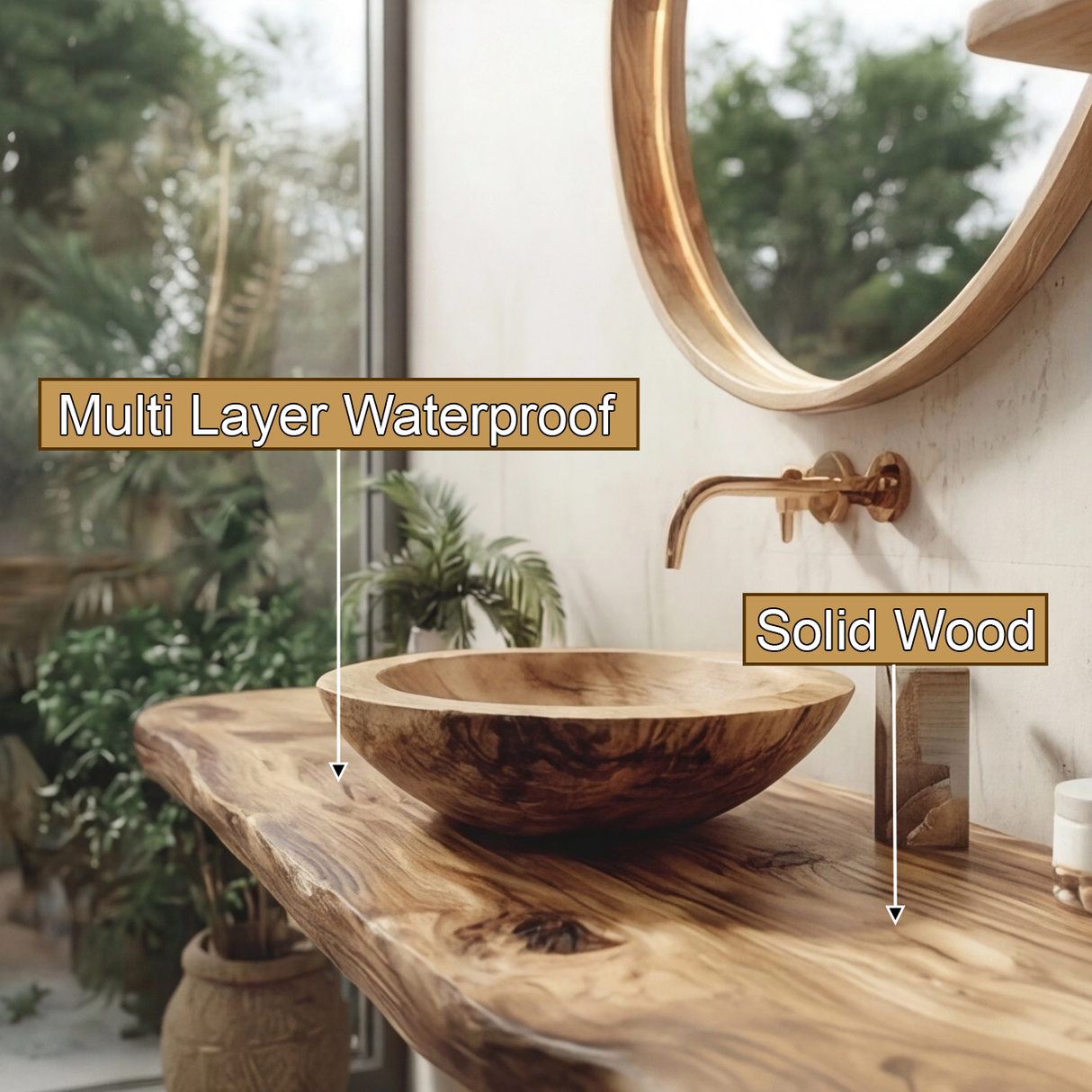Zerune Live Edge Solid Wood Bathroom Vanity with Shelves - Timberustic Freestanding Bathroom Vanity with Shelves