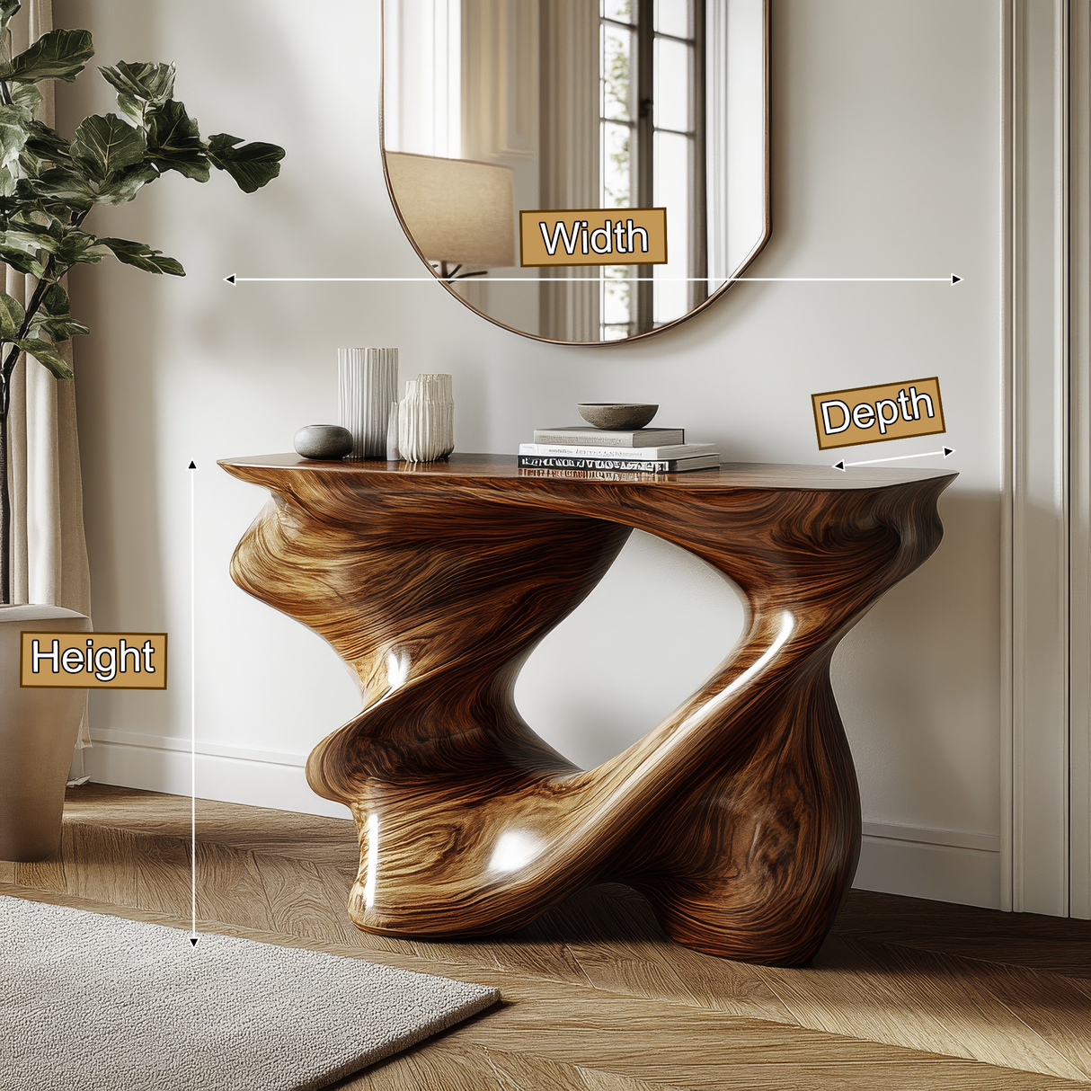 Zorathen Sculpted Solid Wood Console Table - Timberustic Console Table