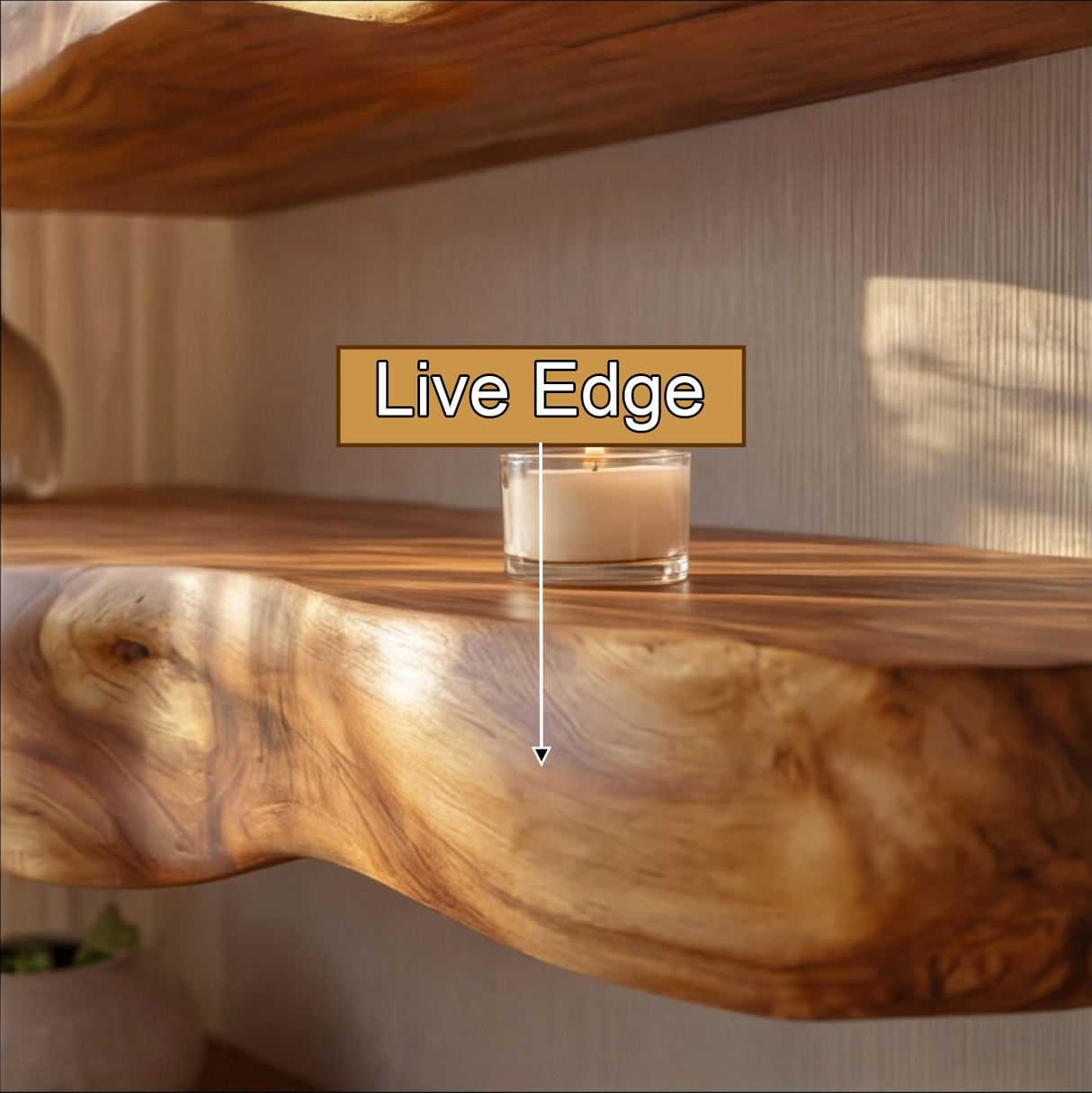 Zorvane Live Edge Solid Wood Floating Shelf SPA947232 - Timberustic Floating Shelf