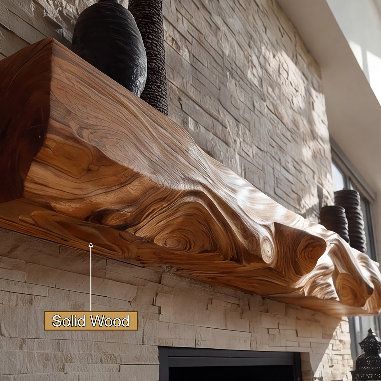 Zorveth Handcrafted Solid Wood Fireplace Mantel Shelf - Timberustic Fireplace Mantel Shelf