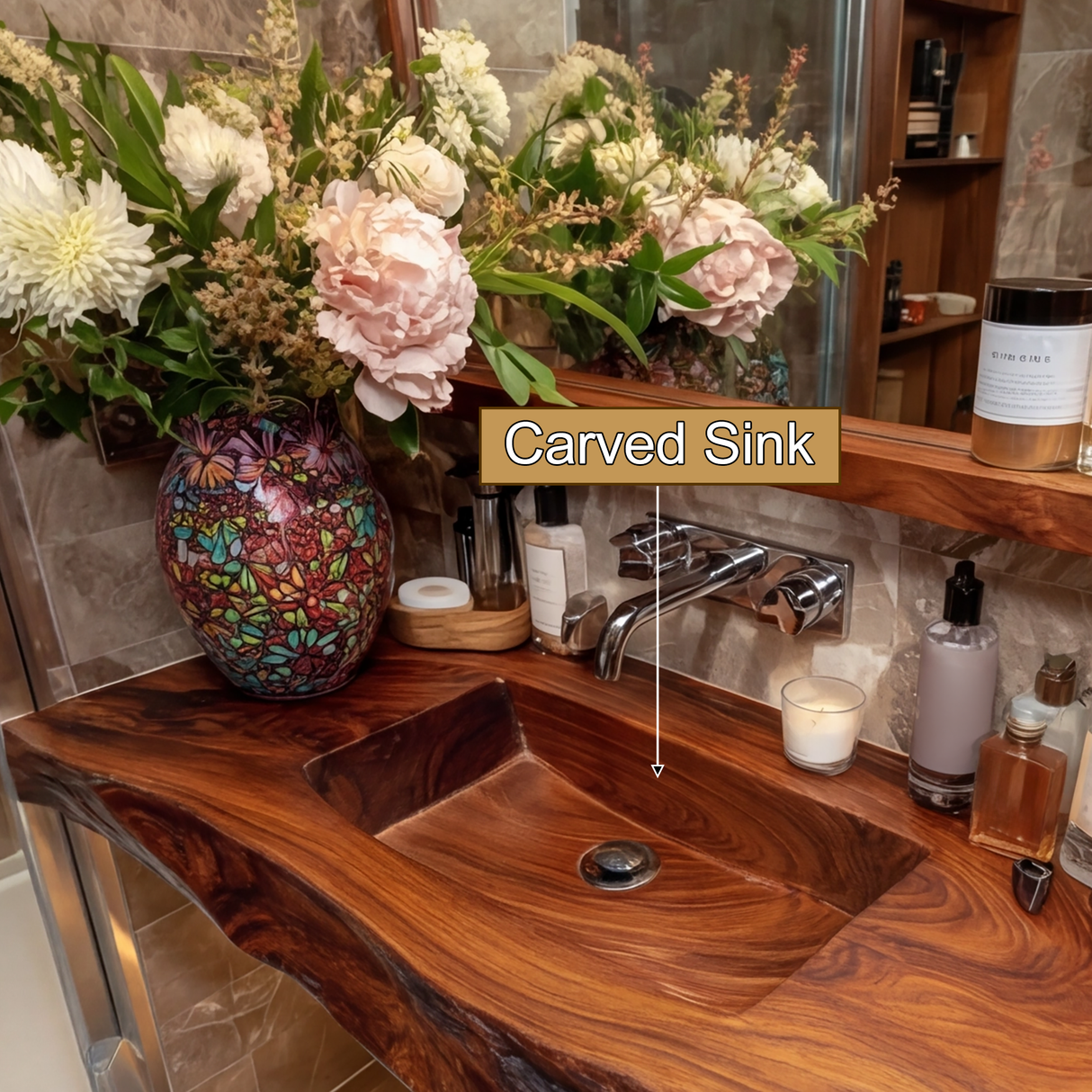 Zorvyn Live Edge Solid Wood Floating Bathroom Vanity with Integrated Sink SPA965784 - Timberustic Floating Bathroom Vanity with Integrated Sink