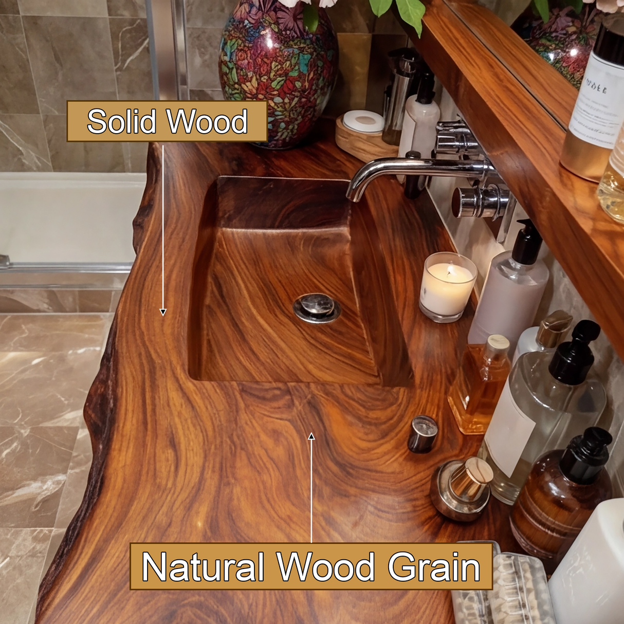 Zorvyn Live Edge Solid Wood Floating Bathroom Vanity with Integrated Sink SPA965784 - Timberustic Floating Bathroom Vanity with Integrated Sink