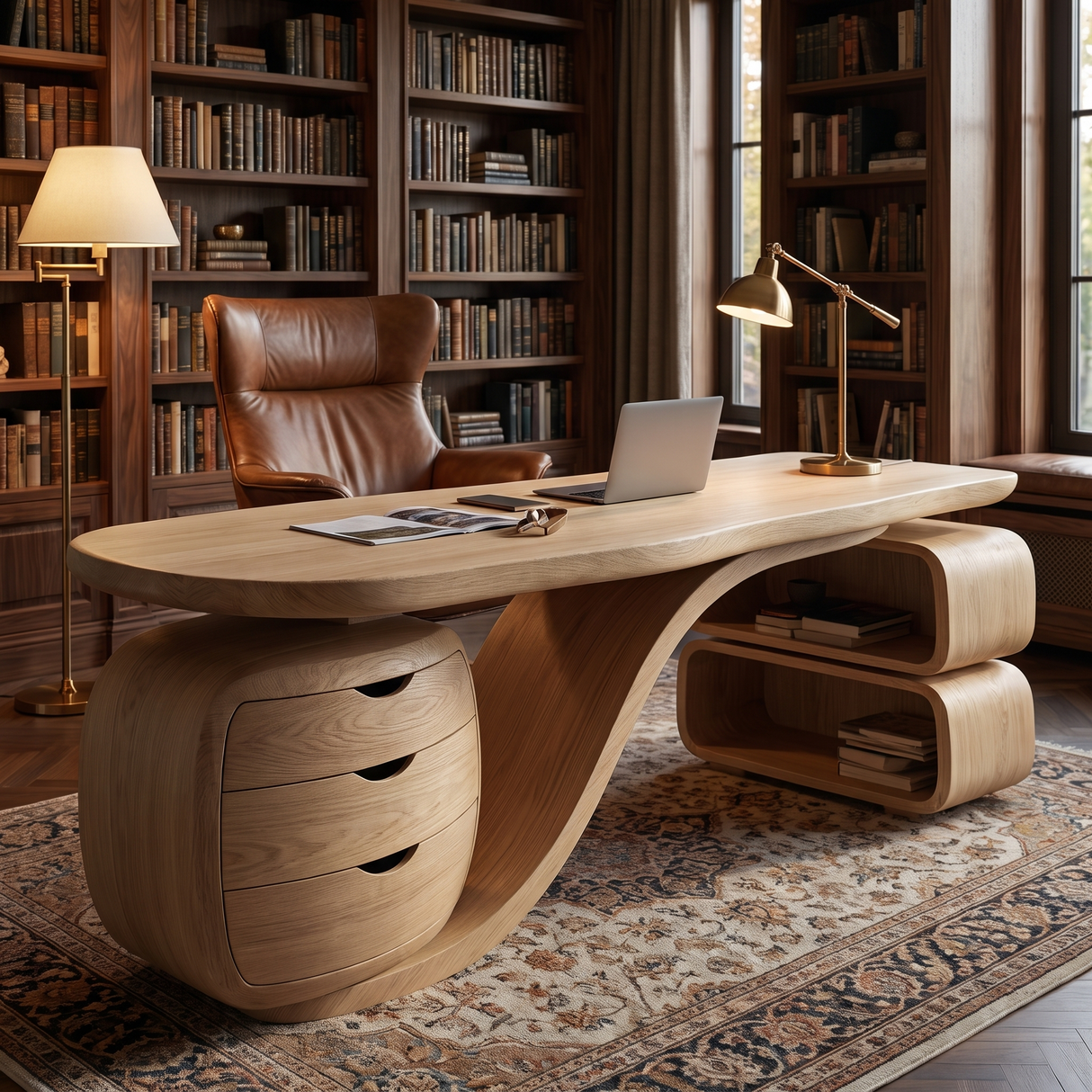 Zyphoria Handcrafted Solid Wood Desk with Drawers Natural Oak - Timberustic Desk With Drawers