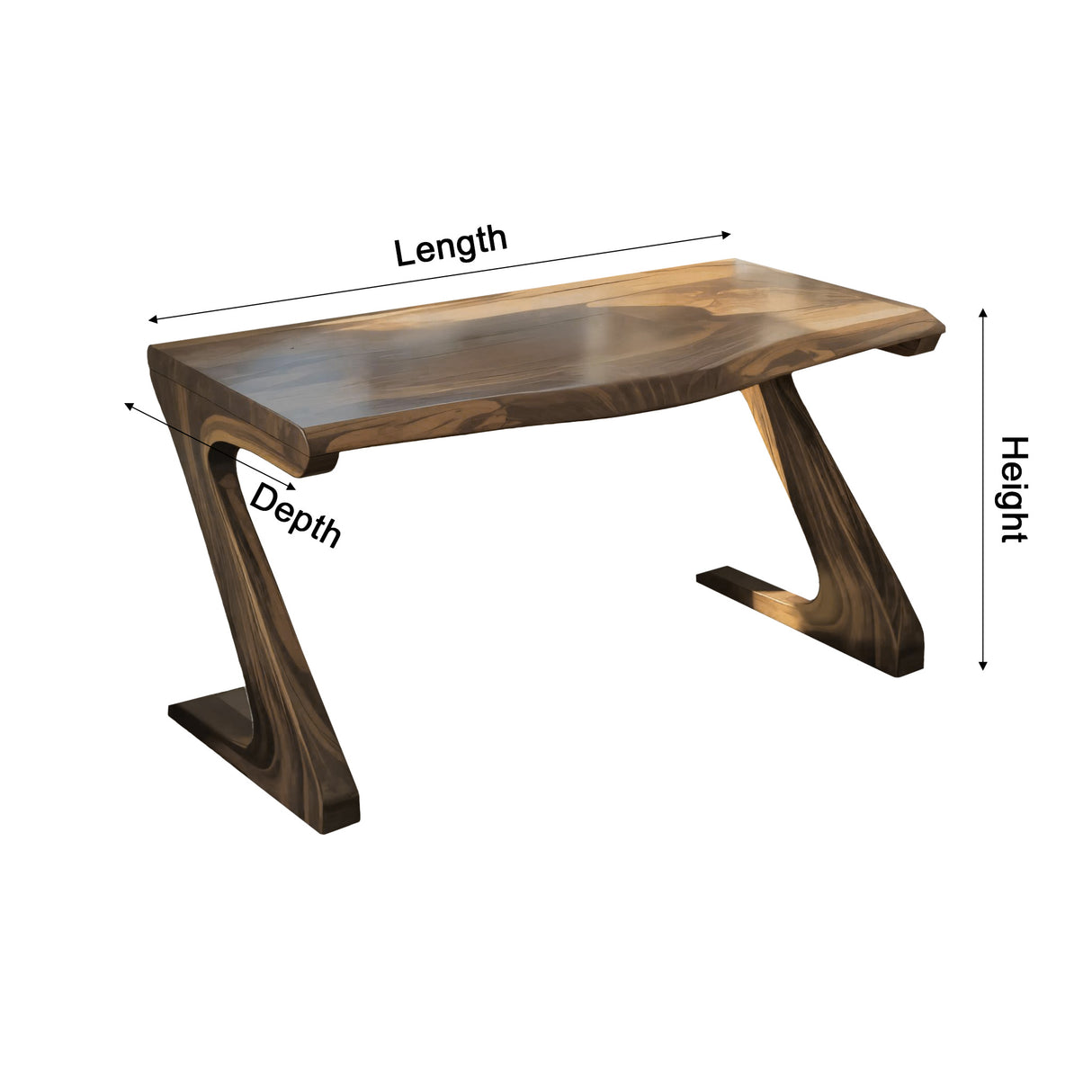 Zyra Curved Solid Wood Sculptural Desk