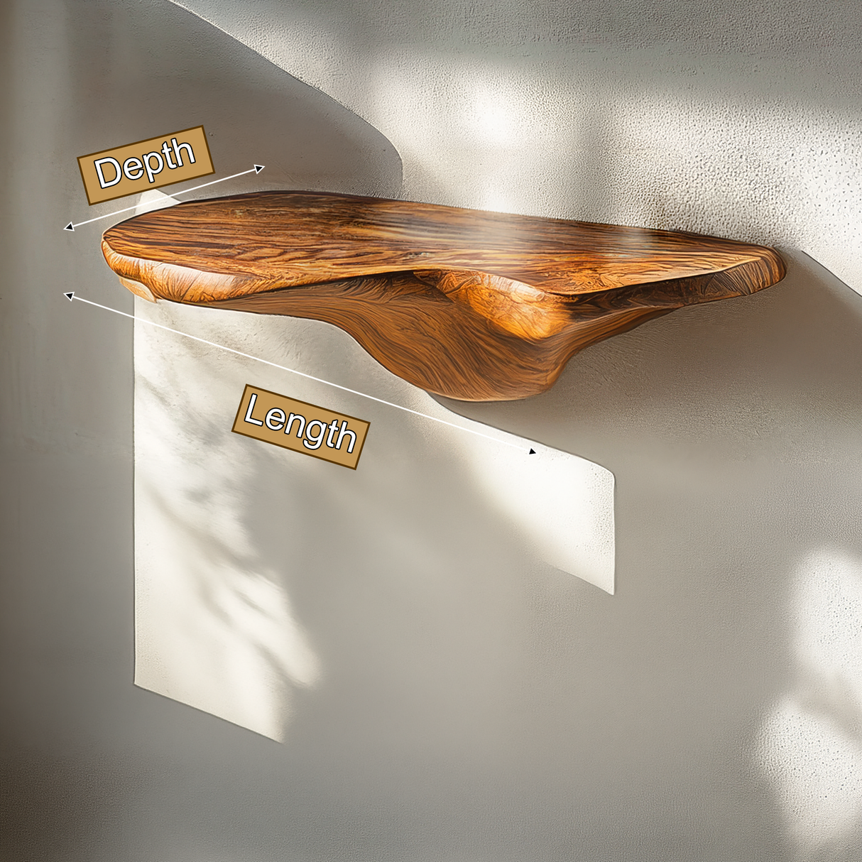 Zyrelith Sculpted Solid Wood Mushroom Floating Shelf SPA489464 - Timberustic Floating Shelf