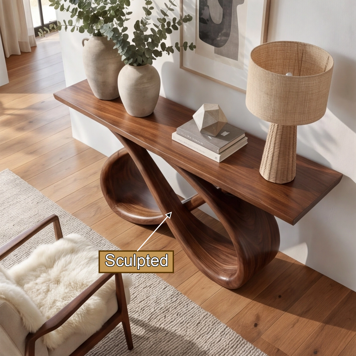 Zyrenza Sculpted Solid Wood Console Table - Timberustic Console Table