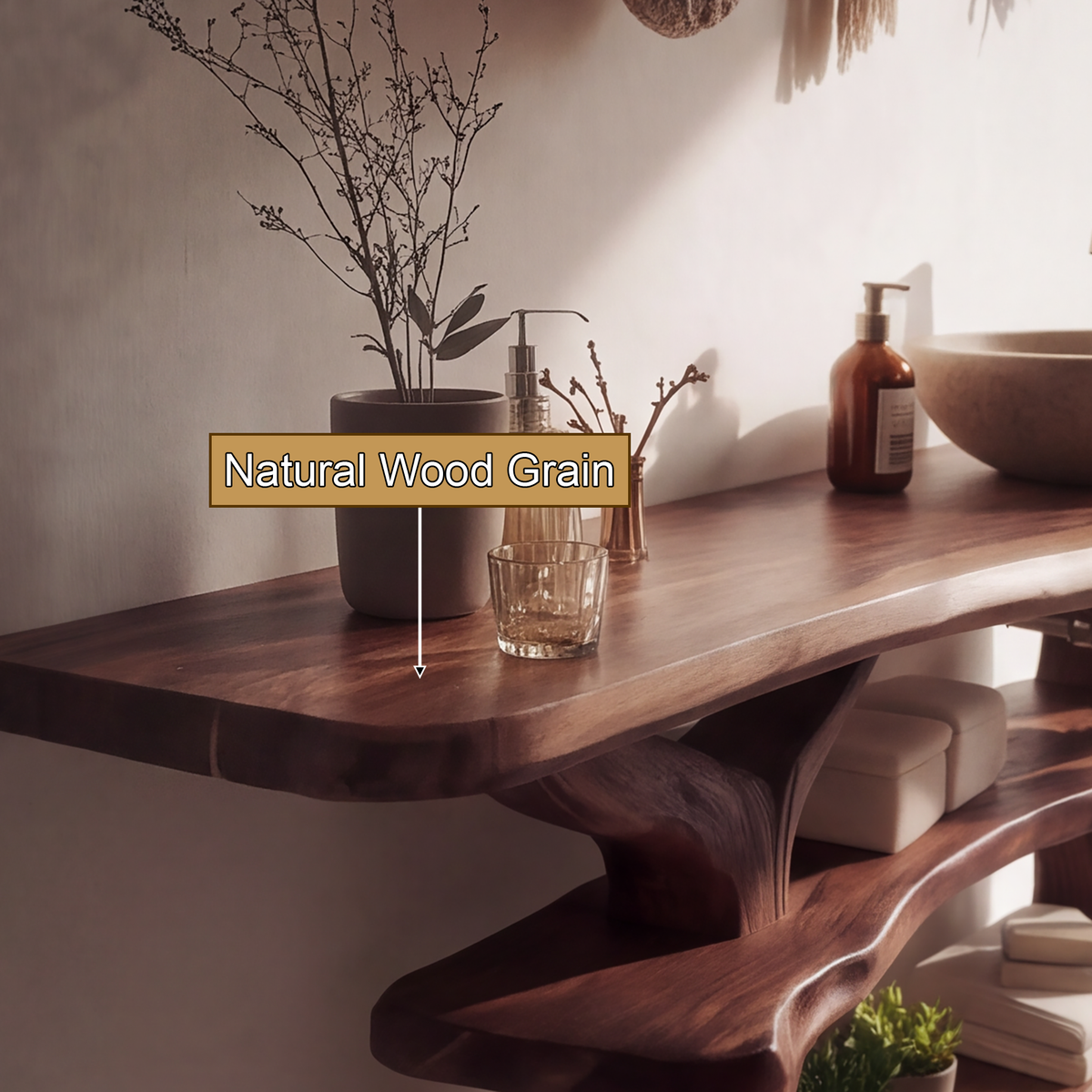 Rustic Solid Wood Freestanding Bathroom Vanity with Shelves - Timberustic Freestanding Bathroom Vanity with Shelves