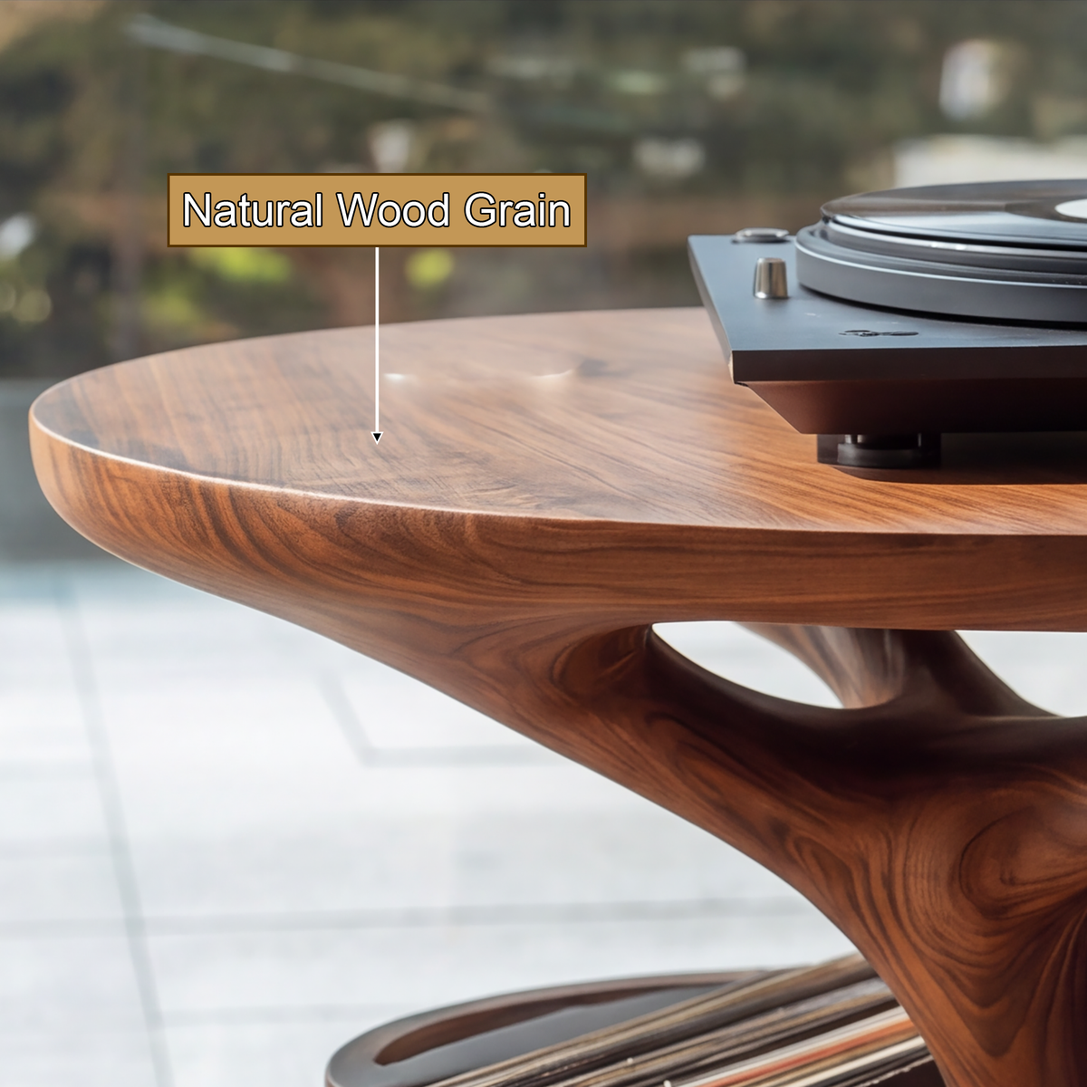 Arborea Treeform Sculpted Solid Wood Record Player Stand - Timberustic Record Player Stand With Storage