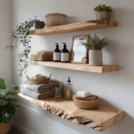 Live Edge Handcrafted Floating Shelf by Timberustic