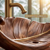 Acanthor Handcrafted Solid Wood Leaf Vessel Sink - Timberustic Vessel Sinks