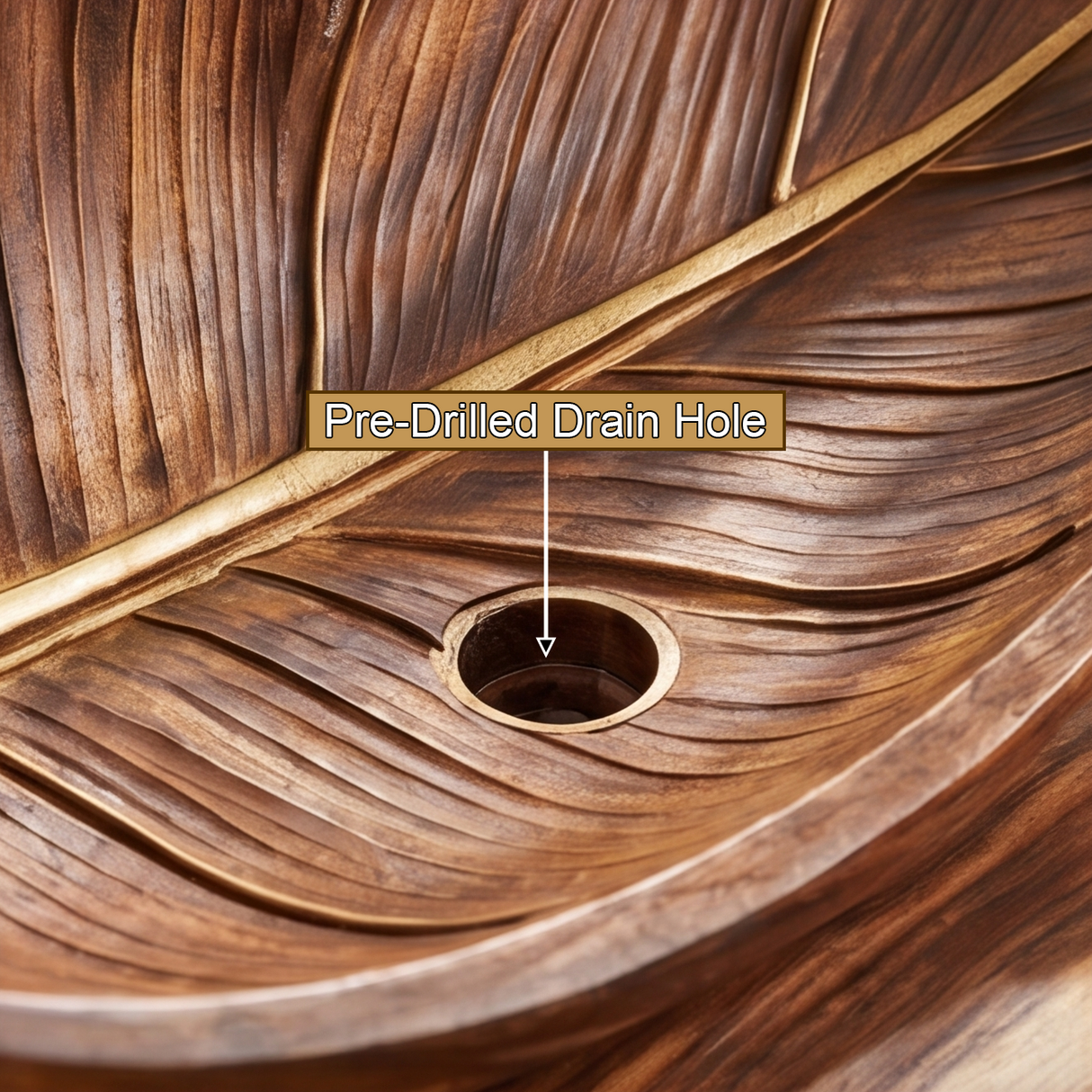 Acanthor Handcrafted Solid Wood Leaf Vessel Sink - Timberustic Vessel Sinks
