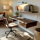 Aelric Live Edge Solid Wood Floating Desk with Drawers