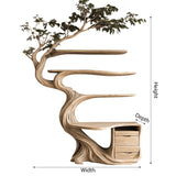 Aelthorn Organic Modern Tree Bookshelf with Drawers - Timberustic Tree Bookshelf