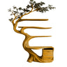 Aelthorn Organic Modern Tree Bookshelf with Drawers Teak - Timberustic Tree Bookshelf