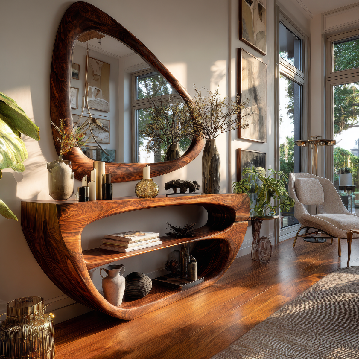 Aelthorne Organic Solid Wood Console Table, Sculptural Modern Furniture ...