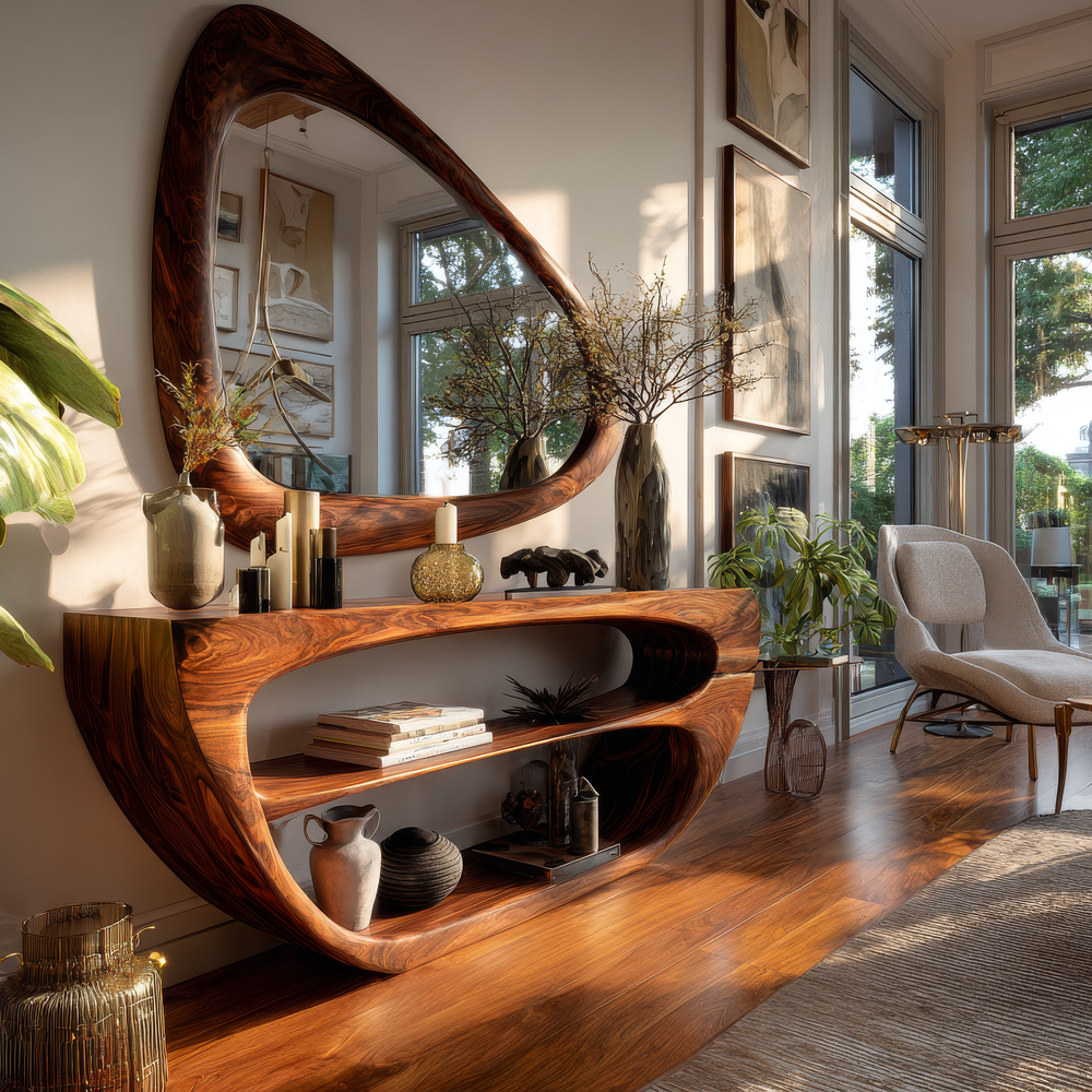 Aelthorne Organic Solid Wood Console Table, Sculptural Modern Furniture ...