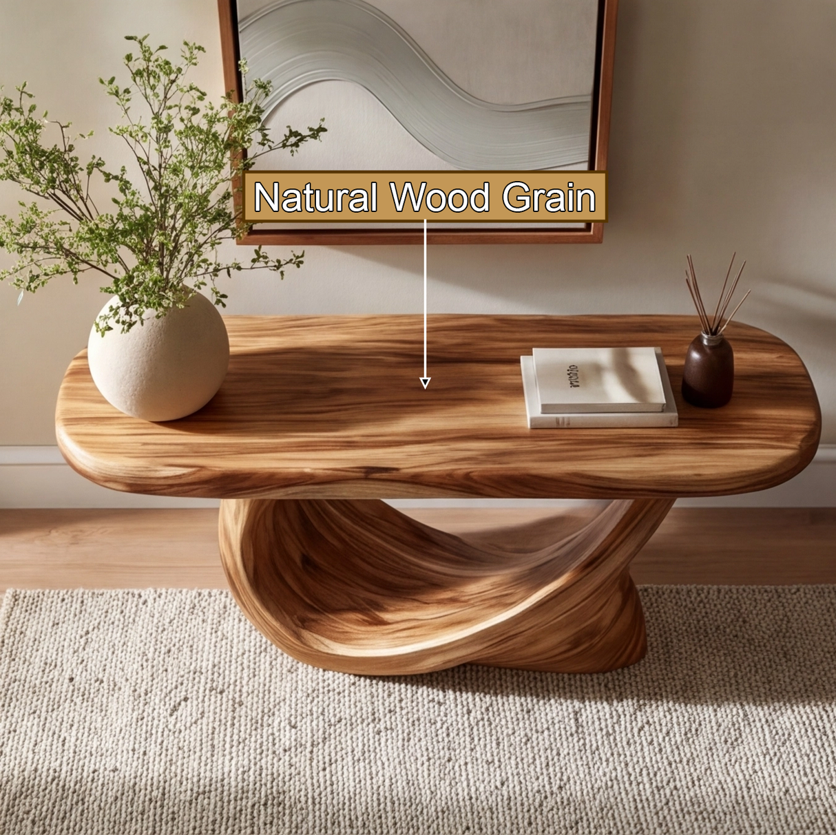 Aelvaris Solid Wood Sculpted Console Table - Timberustic Console Table