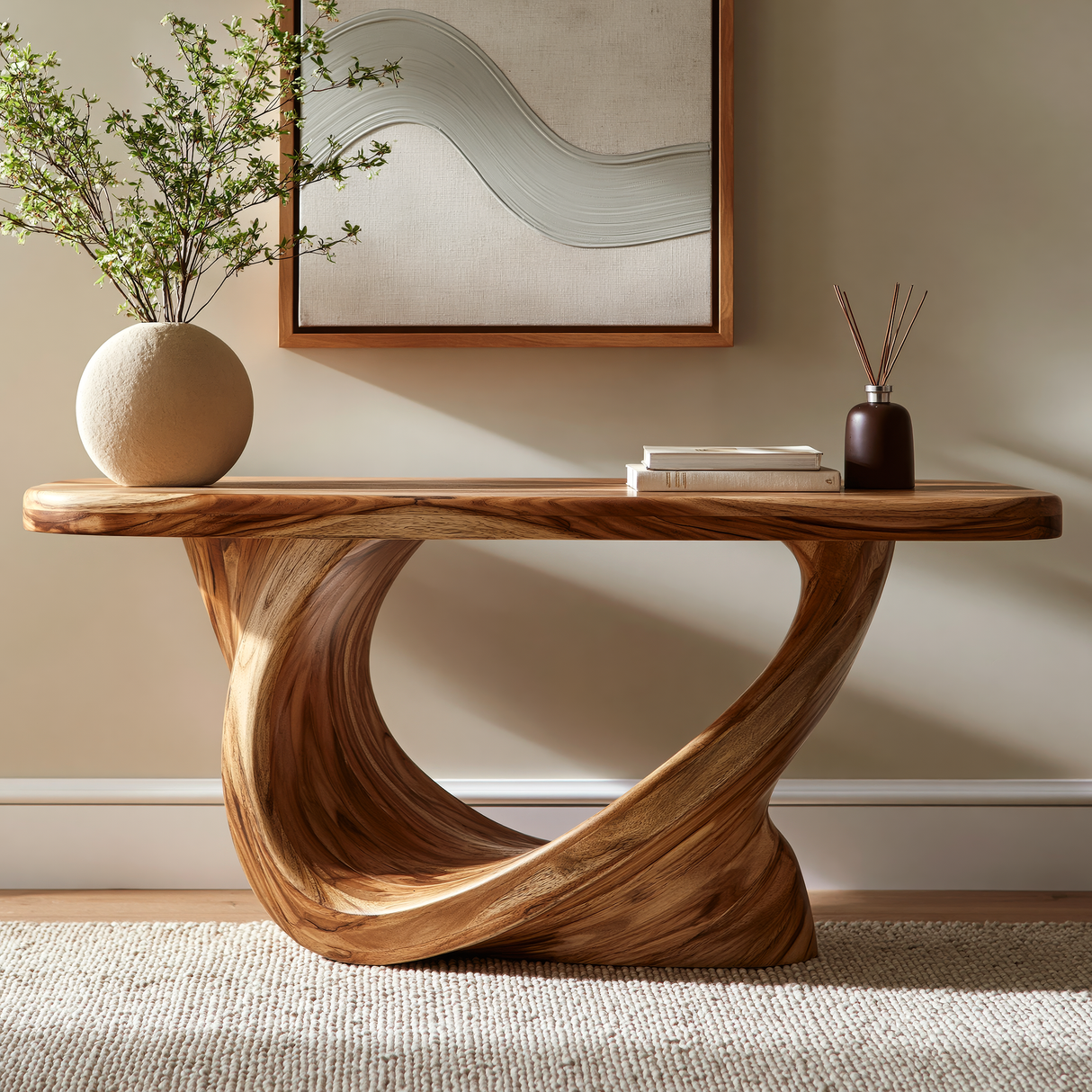Aelvaris Solid Wood Sculpted Console Table - Timberustic Console Table