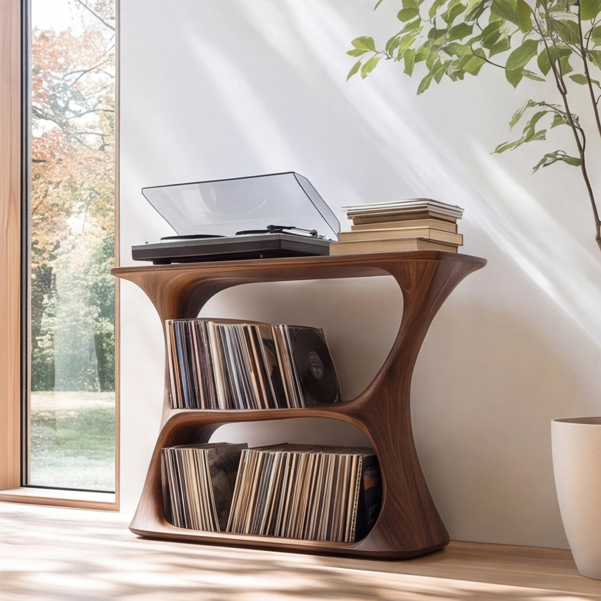 Aerion Handcrafted Solid Wood Record Player Stand SPA928931 - Timberustic Record Player Stand With Storage