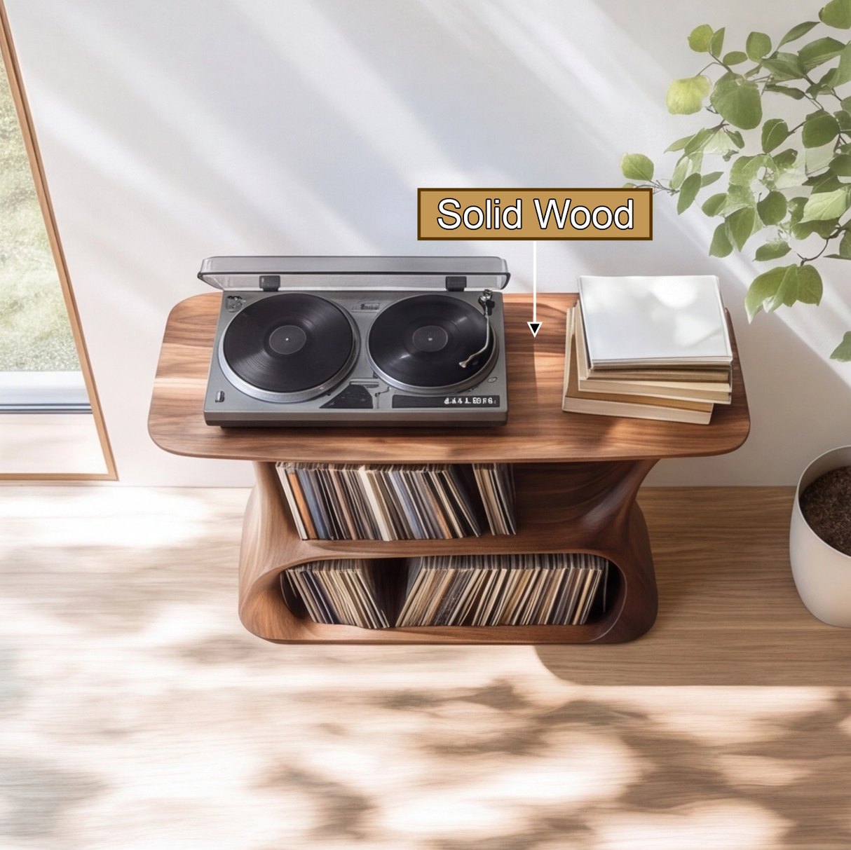 Aerion Handcrafted Solid Wood Record Player Stand SPA928931 - Timberustic Record Player Stand With Storage