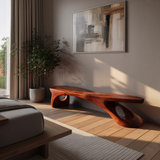 Aeris Sculptural Solid Wood Indoor Bench