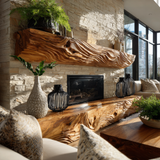 Aerivorn Flow-Carved Solid Wood Fireplace Mantel Shelf - Timberustic Fireplace Mantel Shelf