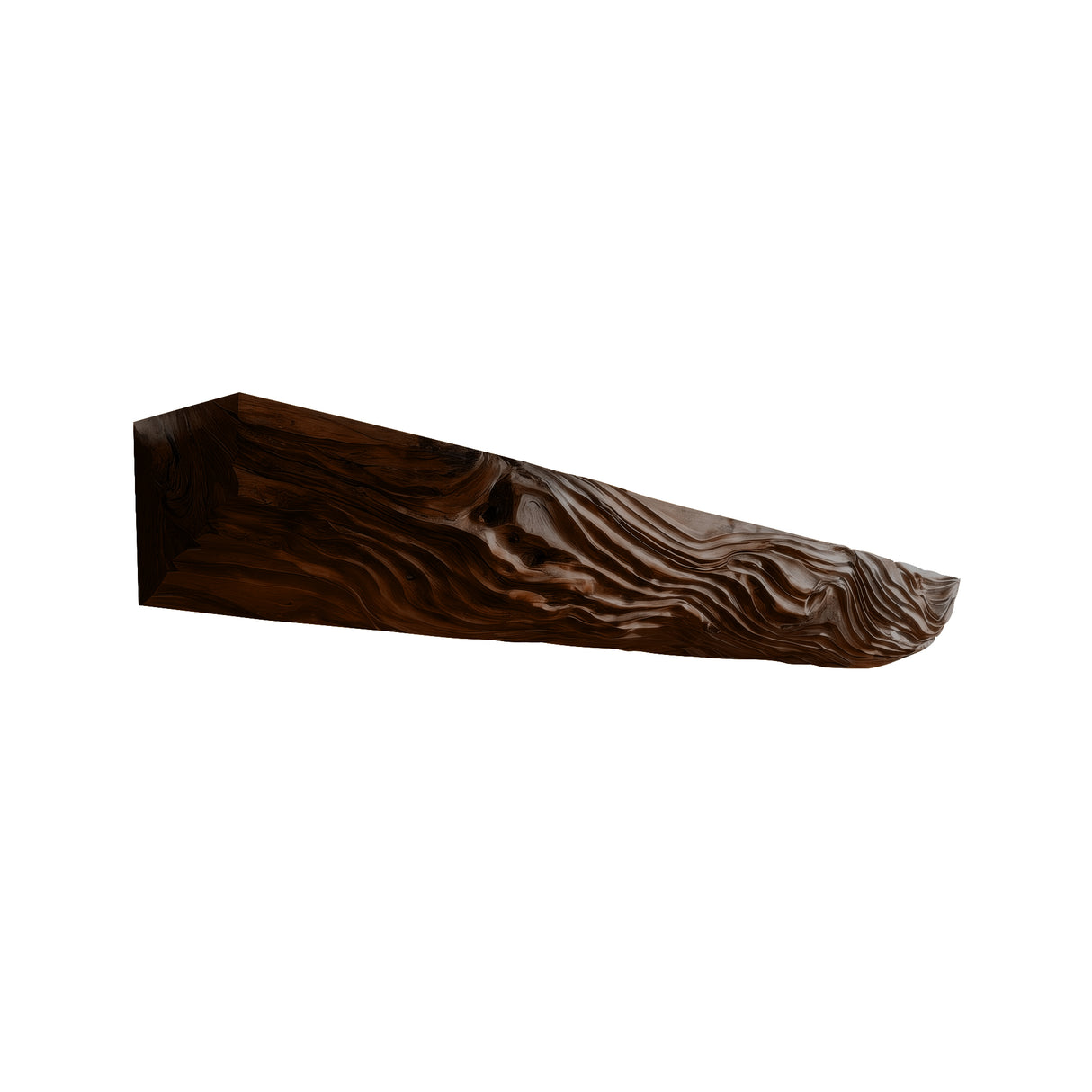 Aerivorn Flow-Carved Solid Wood Fireplace Mantel Shelf Dark Walnut - Timberustic Fireplace Mantel Shelf