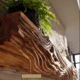 Aerivorn Flow-Carved Solid Wood Fireplace Mantel Shelf - Timberustic Fireplace Mantel Shelf