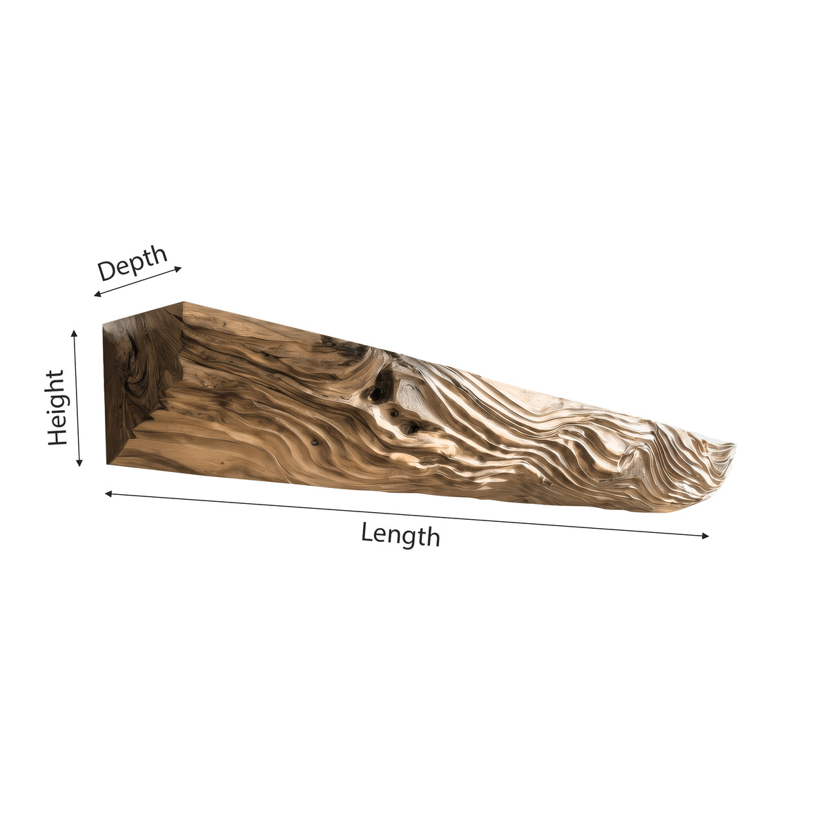 Aerivorn Flow-Carved Solid Wood Fireplace Mantel Shelf - Timberustic Fireplace Mantel Shelf