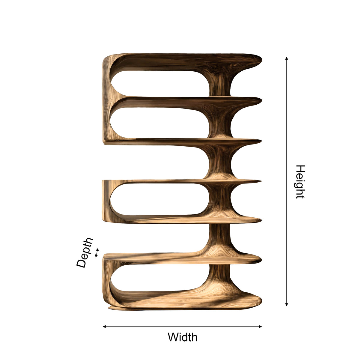 Aeron Curve Handcrafted Solid Wood Bookshelf