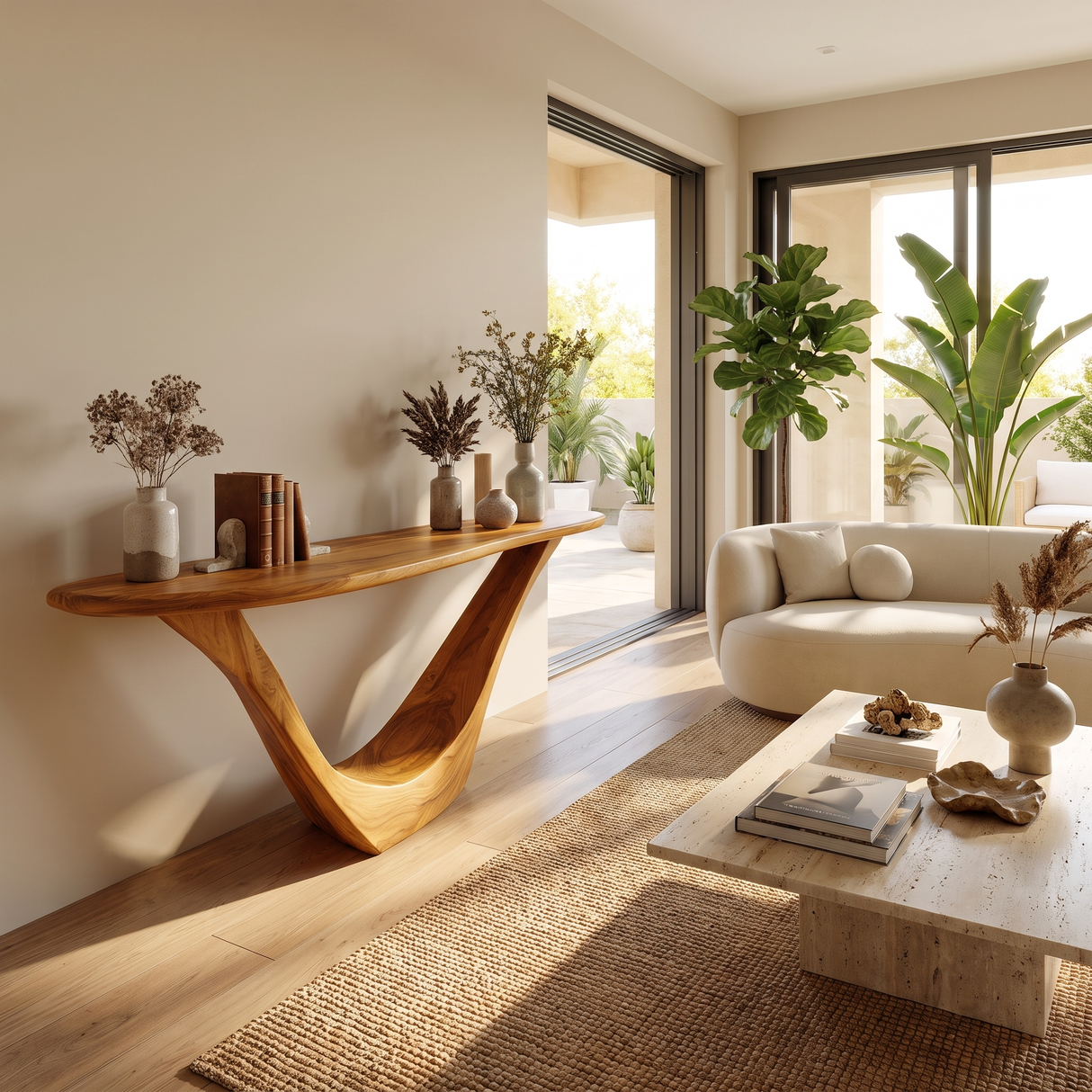 Aerovyn Sculpted Solid Wood Console Table Teak - Timberustic Console Table