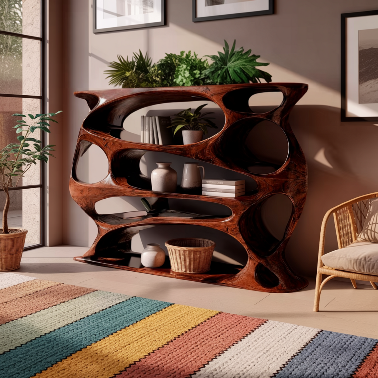 Aetherflow Organic Wood Form Bookshelf