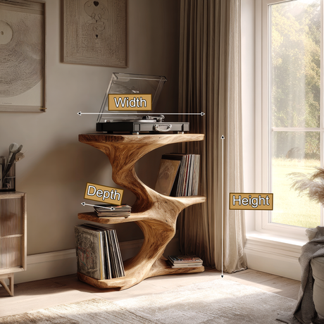 Aethergrove Handcrafted Solid Wood Record Player Stand SPA326441 - Timberustic Record Player Stand With Storage