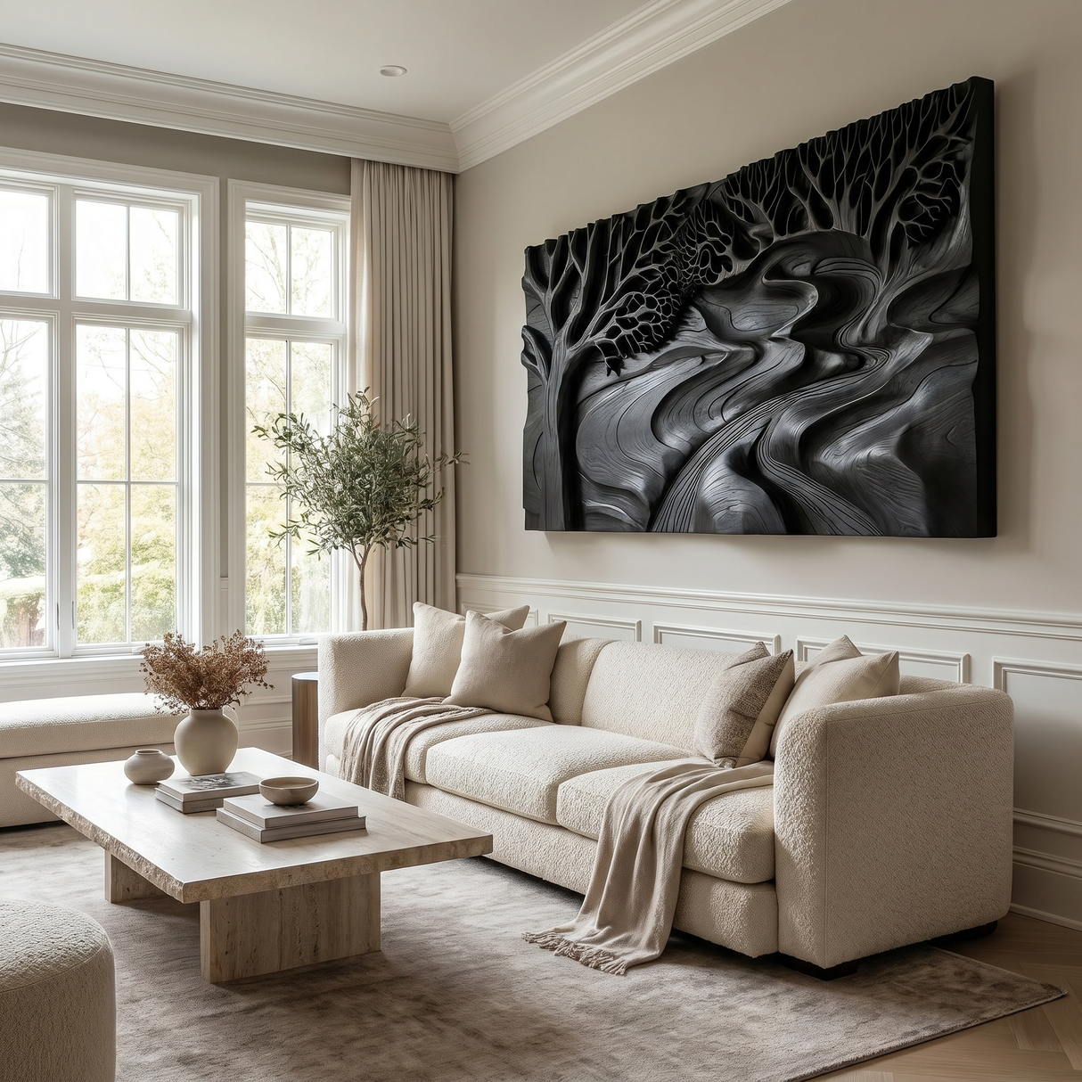 Aethergrove Sculpted Solid Wood Wall Art