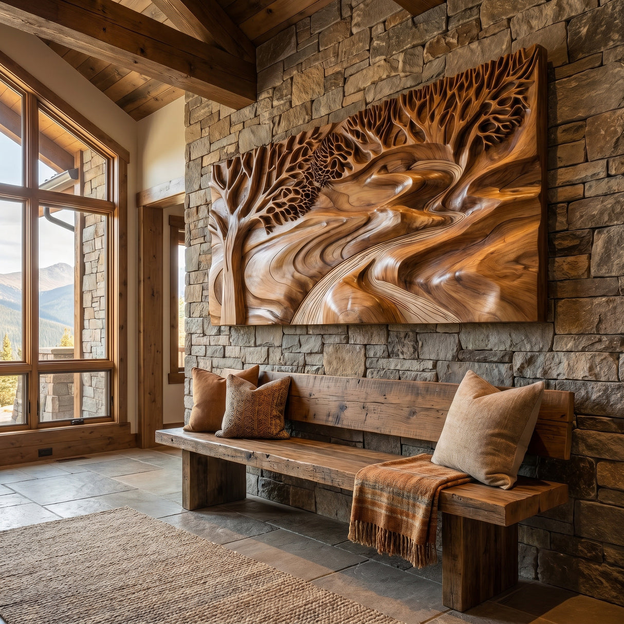 Aethergrove Sculpted Solid Wood Wall Art