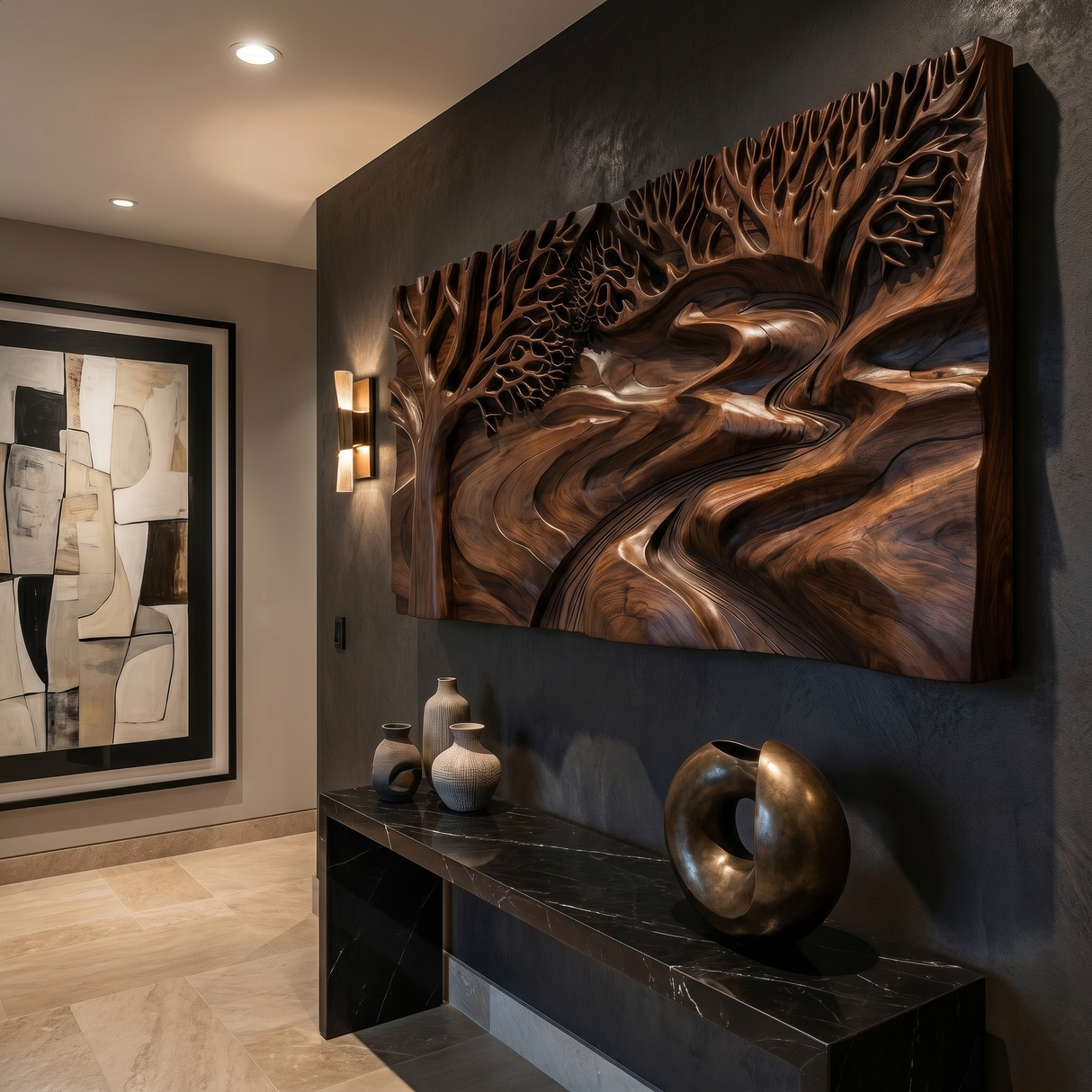 Aethergrove Sculpted Solid Wood Wall Art