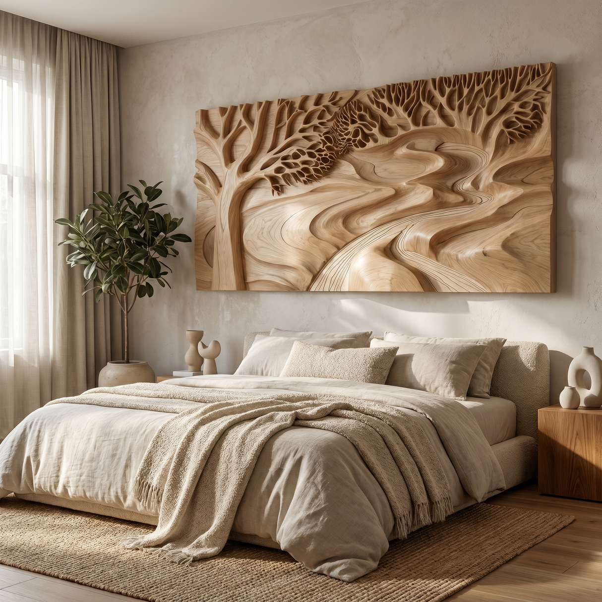 Aethergrove Sculpted Solid Wood Wall Art