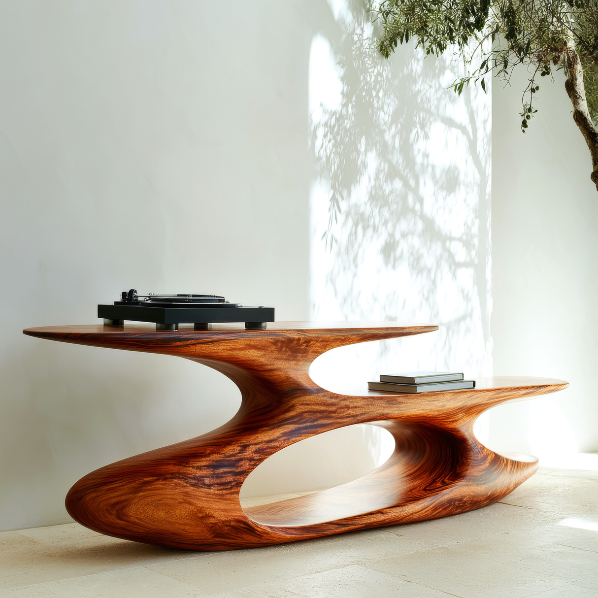Aetherion Handcrafted Solid Wood Record Player Stand SPA234841 - Timberustic Record Player Stand With Storage