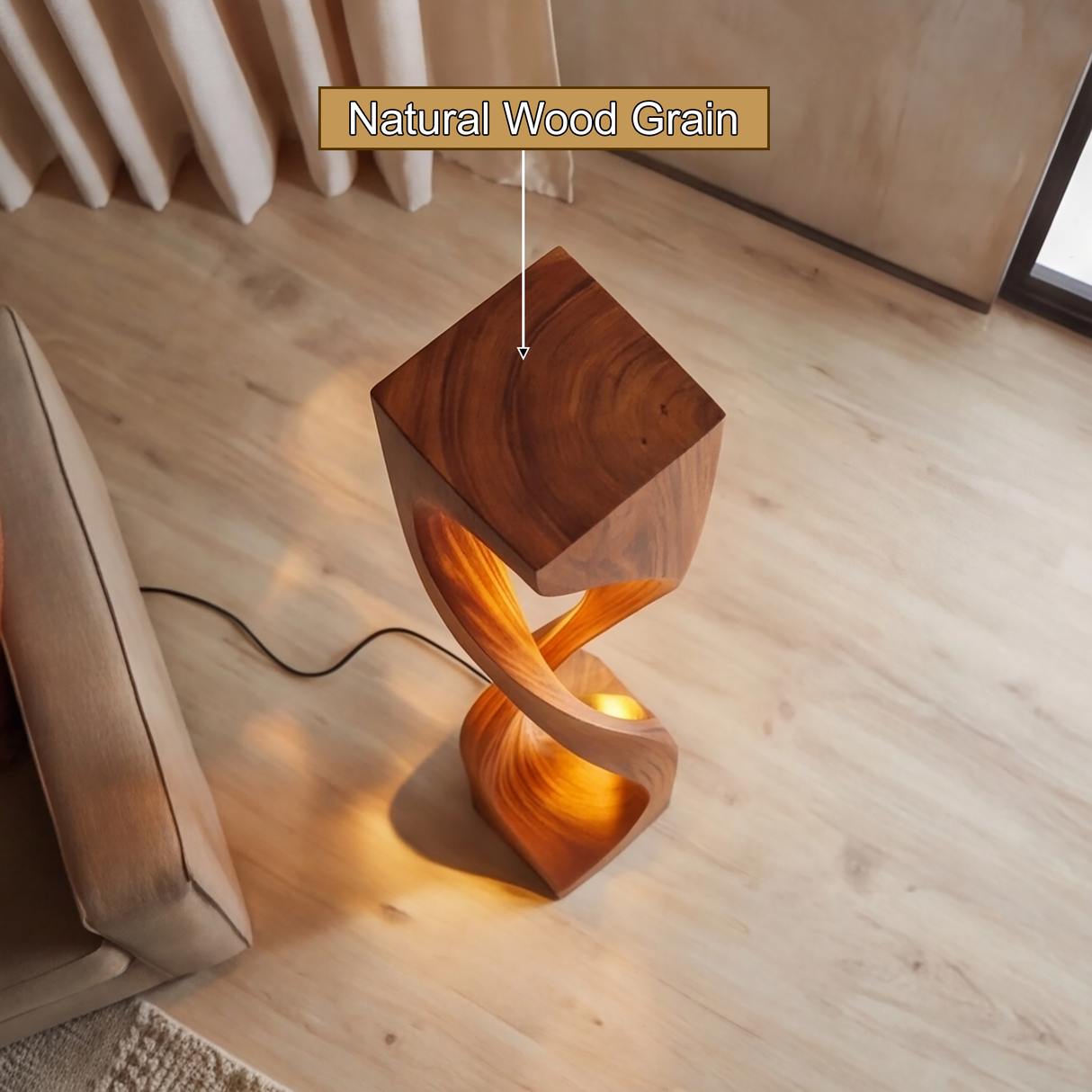 Aetheris Sculpted Infinity Integrated LED Wood Floor Lamp SPA256431 - Timberustic Floor Lamp