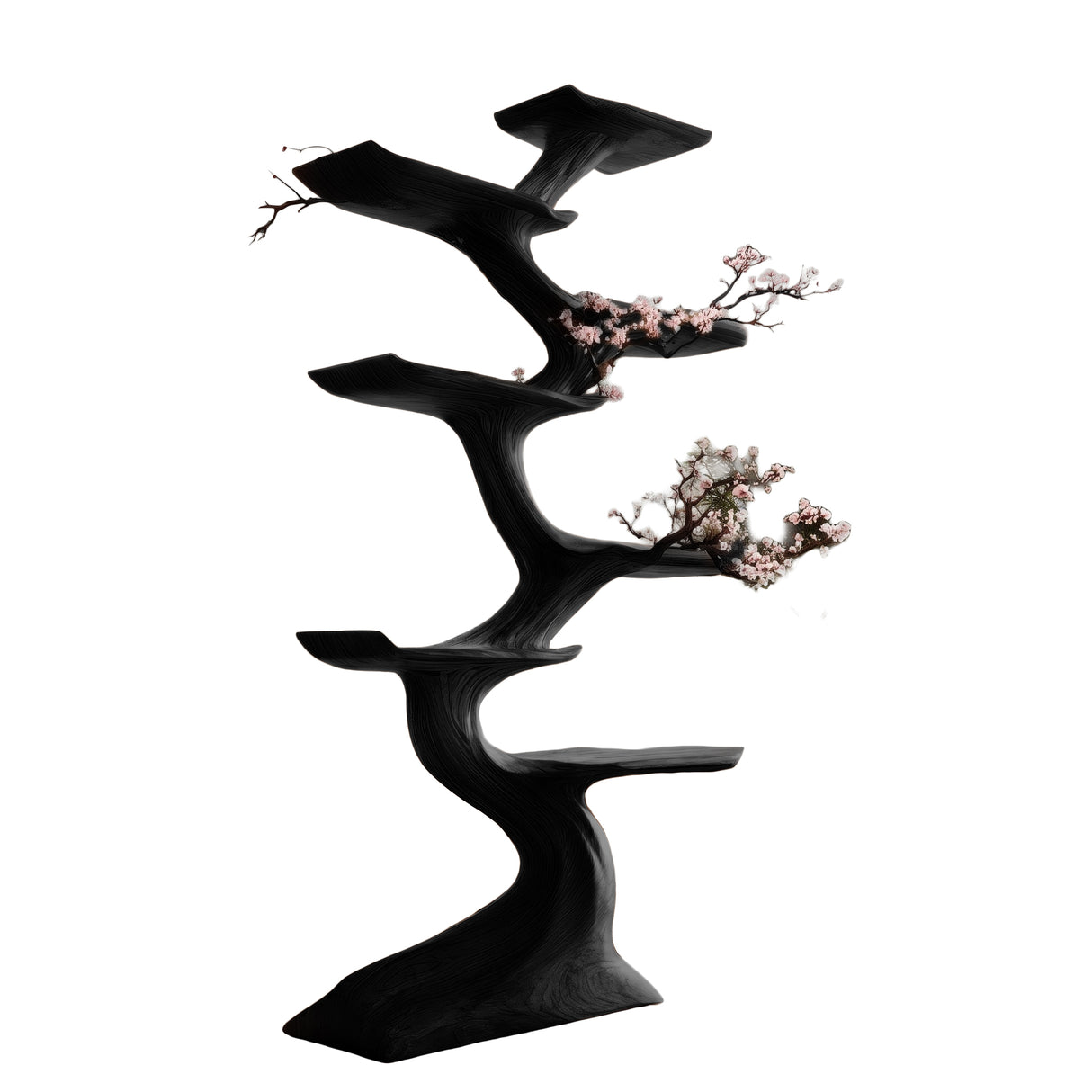 Aethorin Sculpted Solid Wood Tree Bookshelf Black - Timberustic Tree Bookshelf