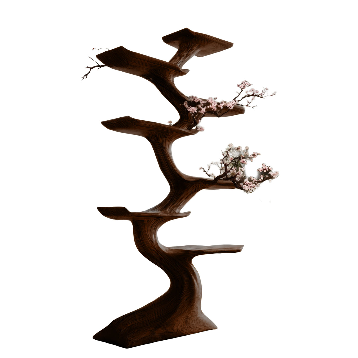 Aethorin Sculpted Solid Wood Tree Bookshelf Dark Walnut - Timberustic Tree Bookshelf