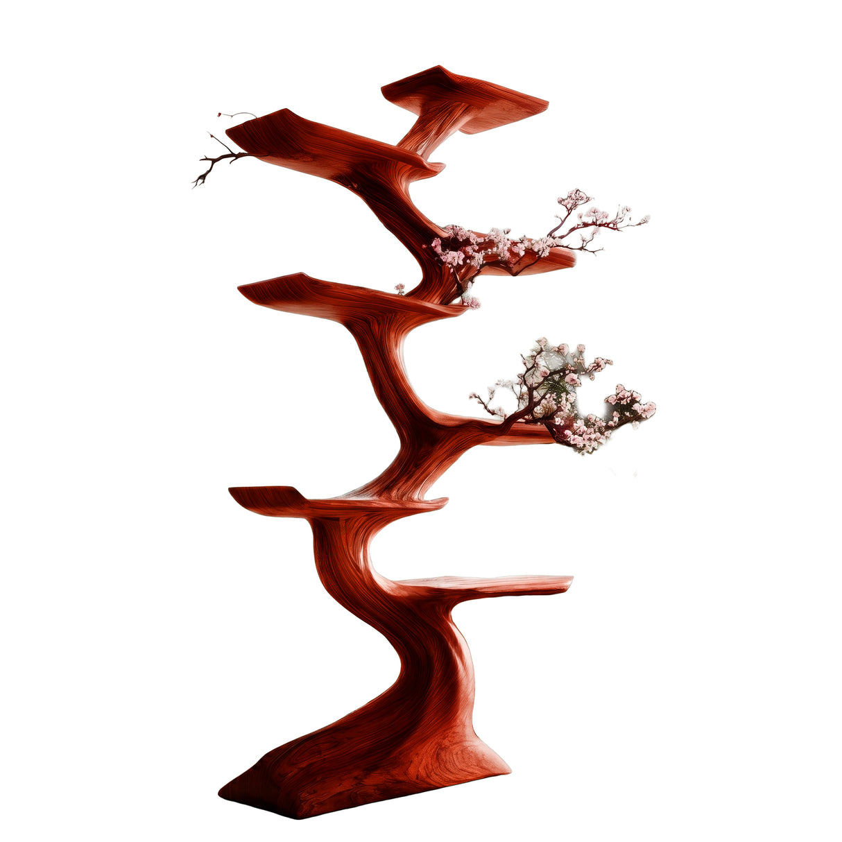 Aethorin Sculpted Solid Wood Tree Bookshelf Mahogany - Timberustic Tree Bookshelf