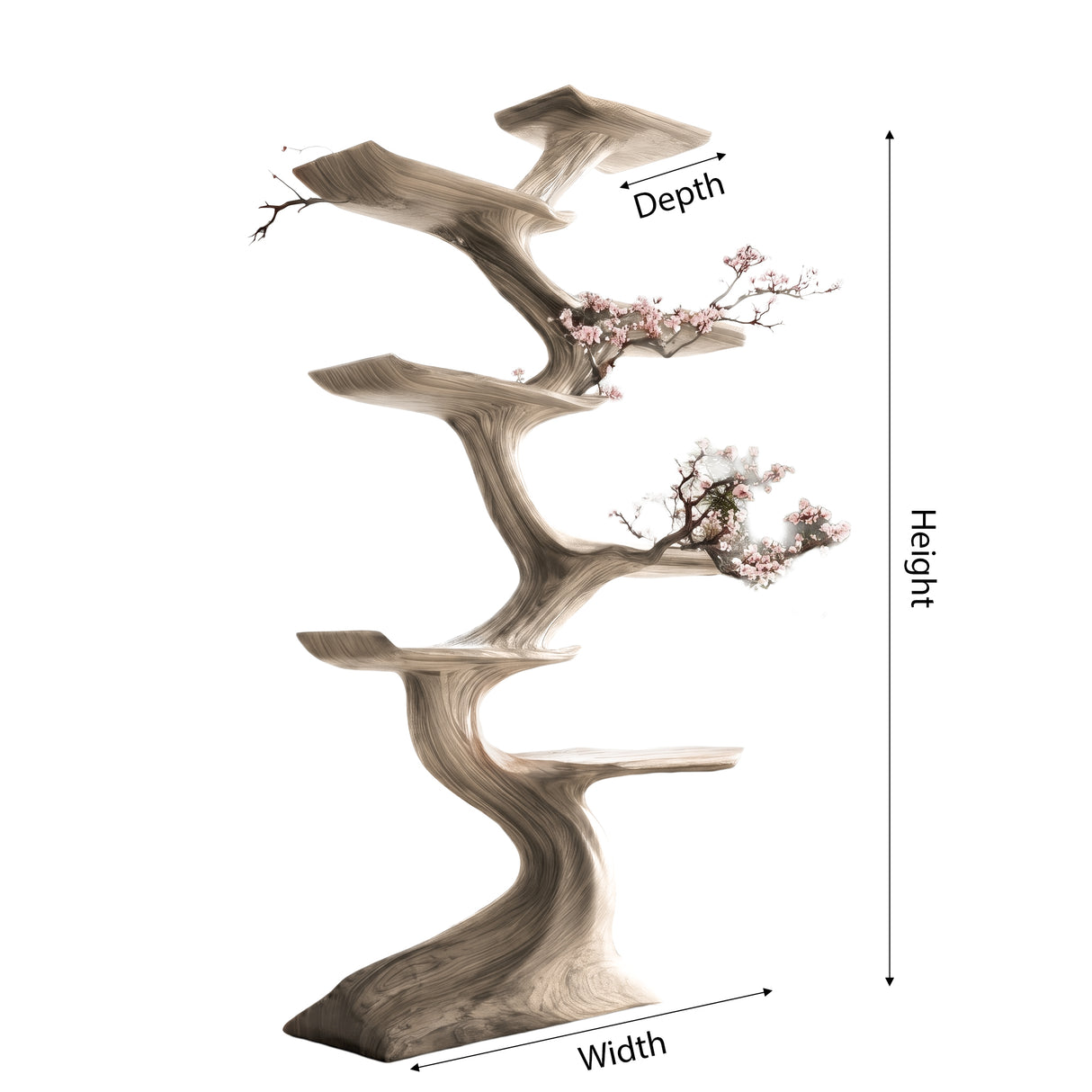Aethorin Sculpted Solid Wood Tree Bookshelf - Timberustic Tree Bookshelf
