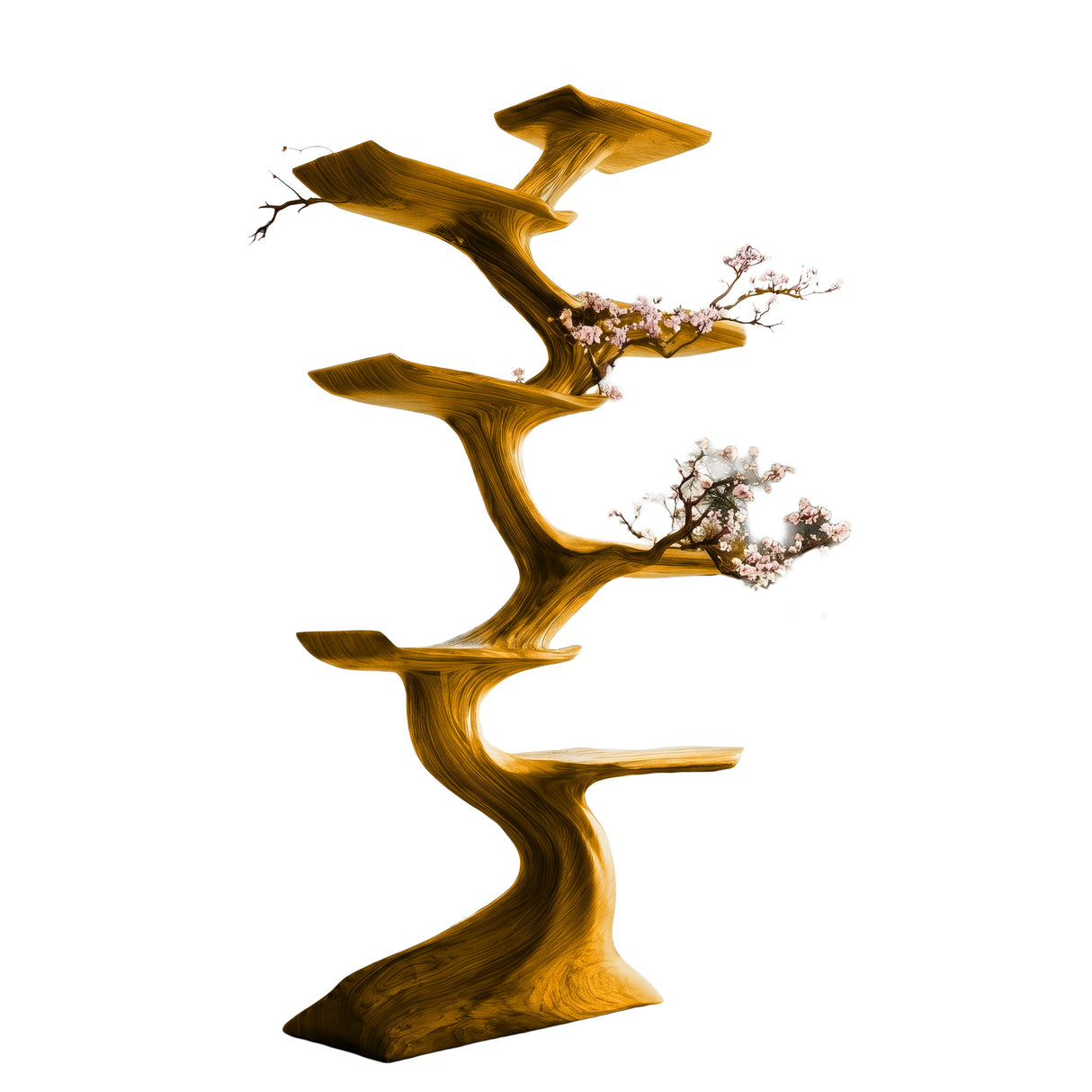 Aethorin Sculpted Solid Wood Tree Bookshelf Teak - Timberustic Tree Bookshelf