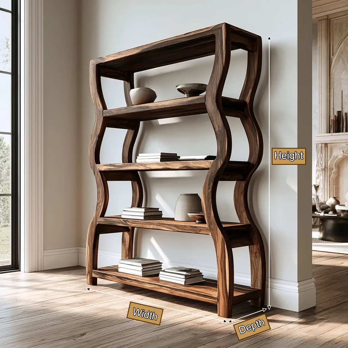 Aethros Handcrafted Solid Wood Bookshelf