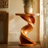 Aevor Sculpted Solid Wood Pedestal Stand - Timberustic Pedestal Stand