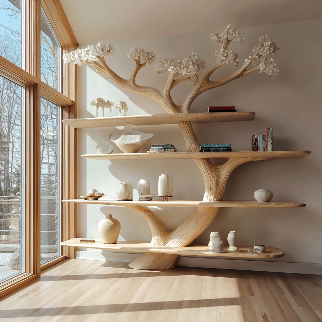Alboris Bloom Handcrafted Live Edge Tree Bookshelf